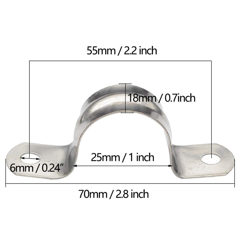 Sipery 30Pcs Conduit Clamps 1 Inch Two Hole Strap U Bracket, 304 Stainless Steel Rigid Pipe Strap Clamp U Clamp Conduit Straps Tension Clips U-tube Clamps M25 - Image 2